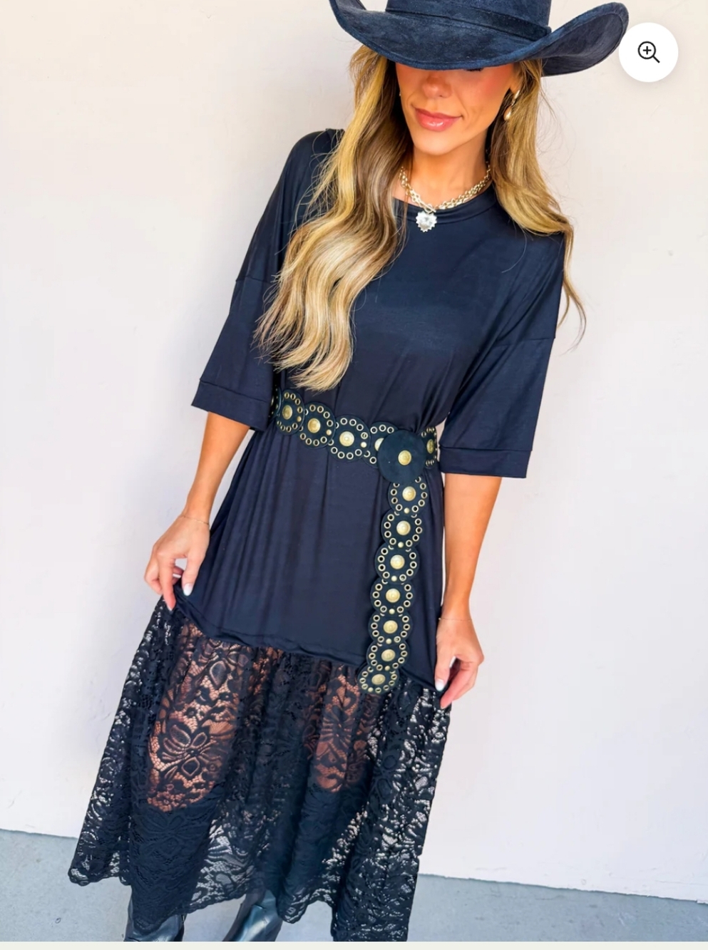 Black Lace Hem Midi Dress